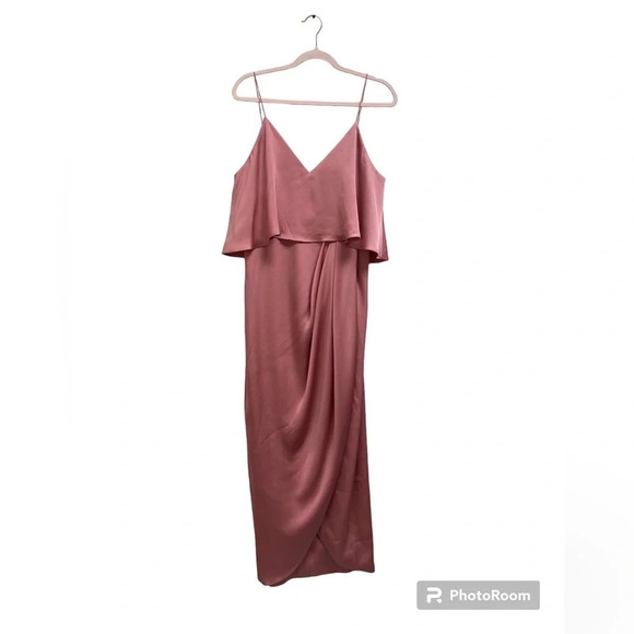 Shona Joy Luxe Cocktail Frill Dress Rose Pink 13954 - Picture 3 of 15
